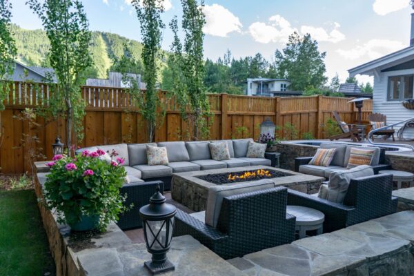 Image of Huff House Inn and Cabins exterior firepit and couches